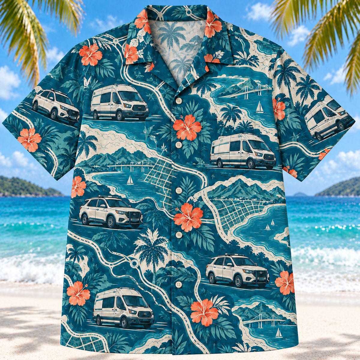 Night Shift Road Teal EMT and Paramedic Hawaiian Shirt