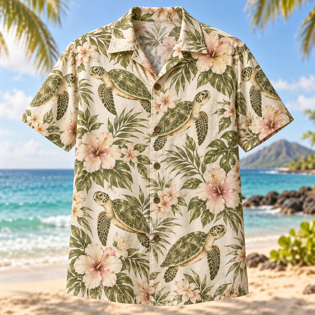 Olive Ridley Bloom Sea Turtle Hawaiian Shirt