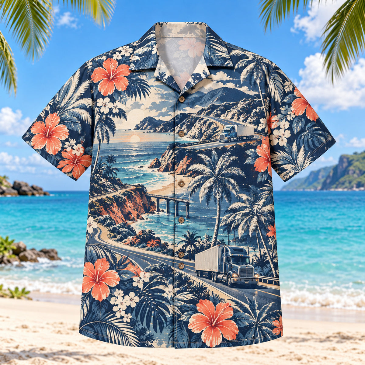 Open Road Truck Driver Hawaiian Shirt