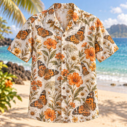 Painted Lady Field Butterfly and Moth Hawaiian Shirt