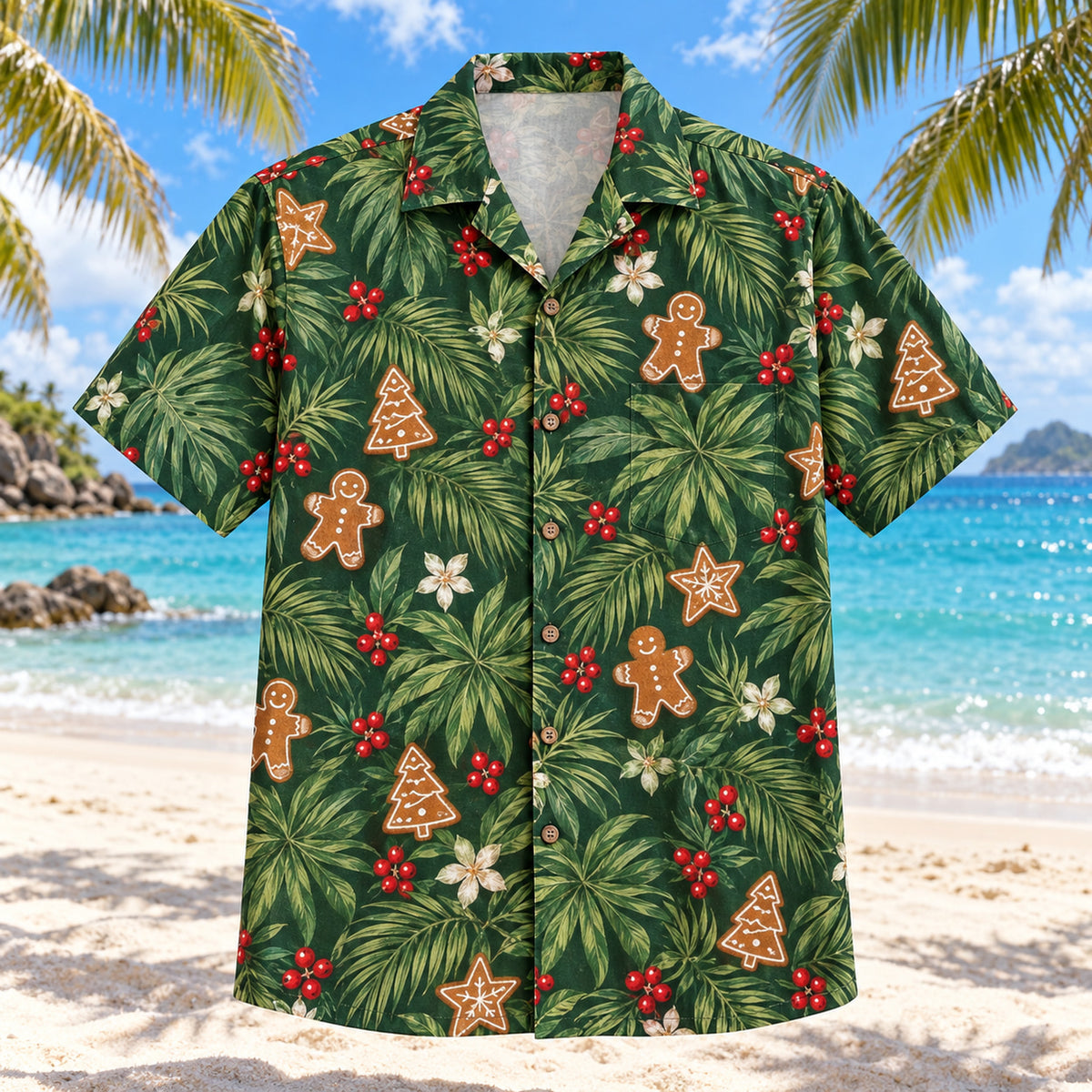 Palm Cookie Tropical Christmas Hawaiian Shirt