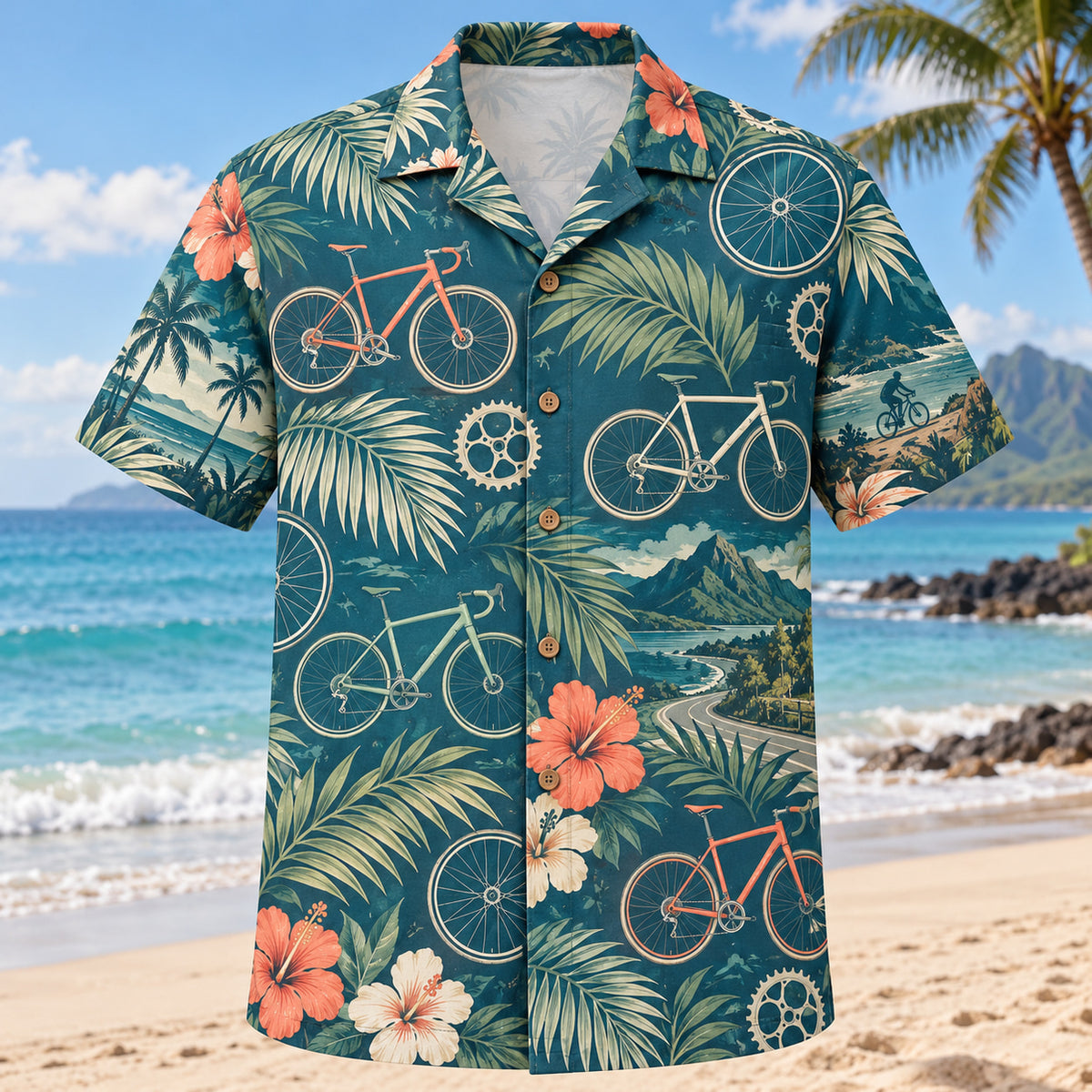 Palm Parade Cycling Hawaiian Shirt