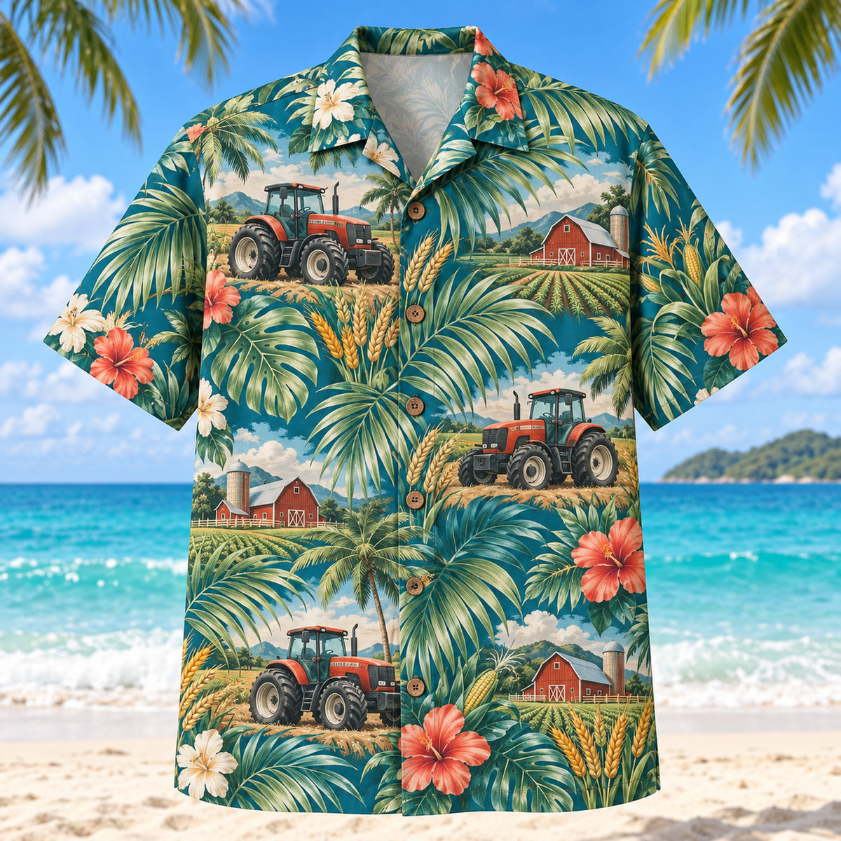 Palm Parade Farmer and Tractor Hawaiian Shirt