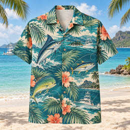 Palm Parade Saltwater Fishing Hawaiian Shirt