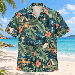 Palm Parade Tent Camping Hawaiian Shirt