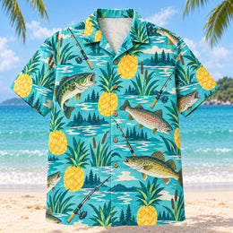 Pineapple Pop Freshwater Fishing Hawaiian Shirt