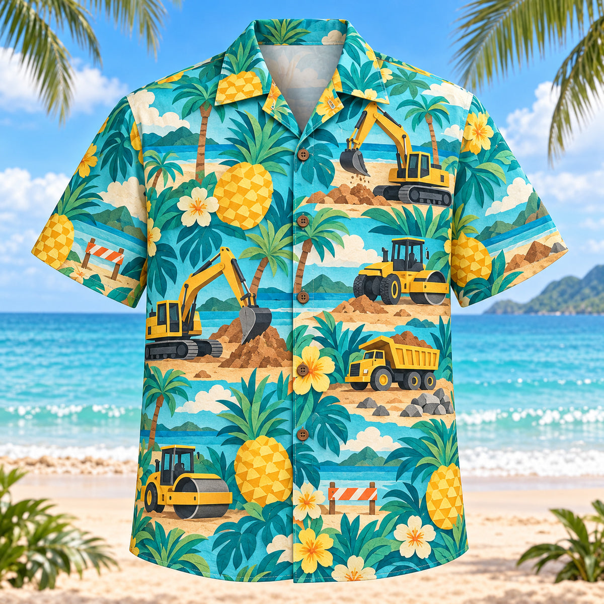 Pineapple Pop Heavy Equipment Operator Hawaiian Shirt