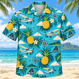 Pineapple Pop Pilot and Aviation Hawaiian Shirt