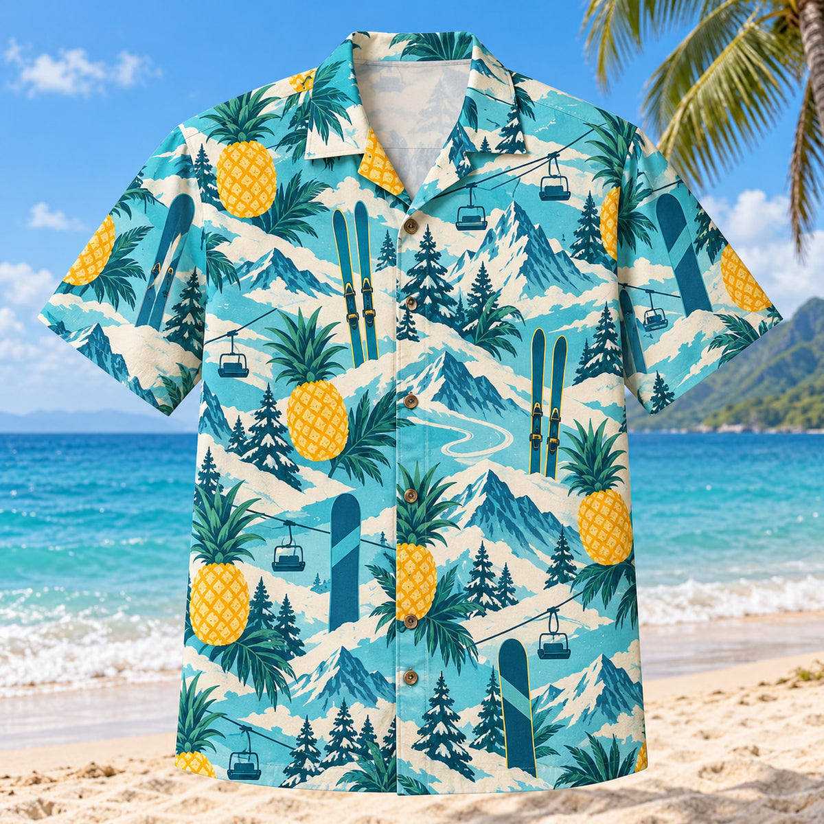 Pineapple Pop Ski and Snowboard Hawaiian Shirt
