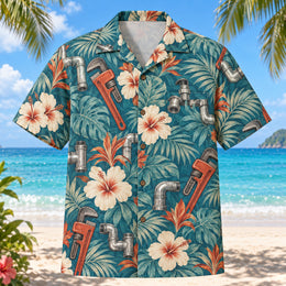 Pipe Wrench Plumber Hawaiian Shirt