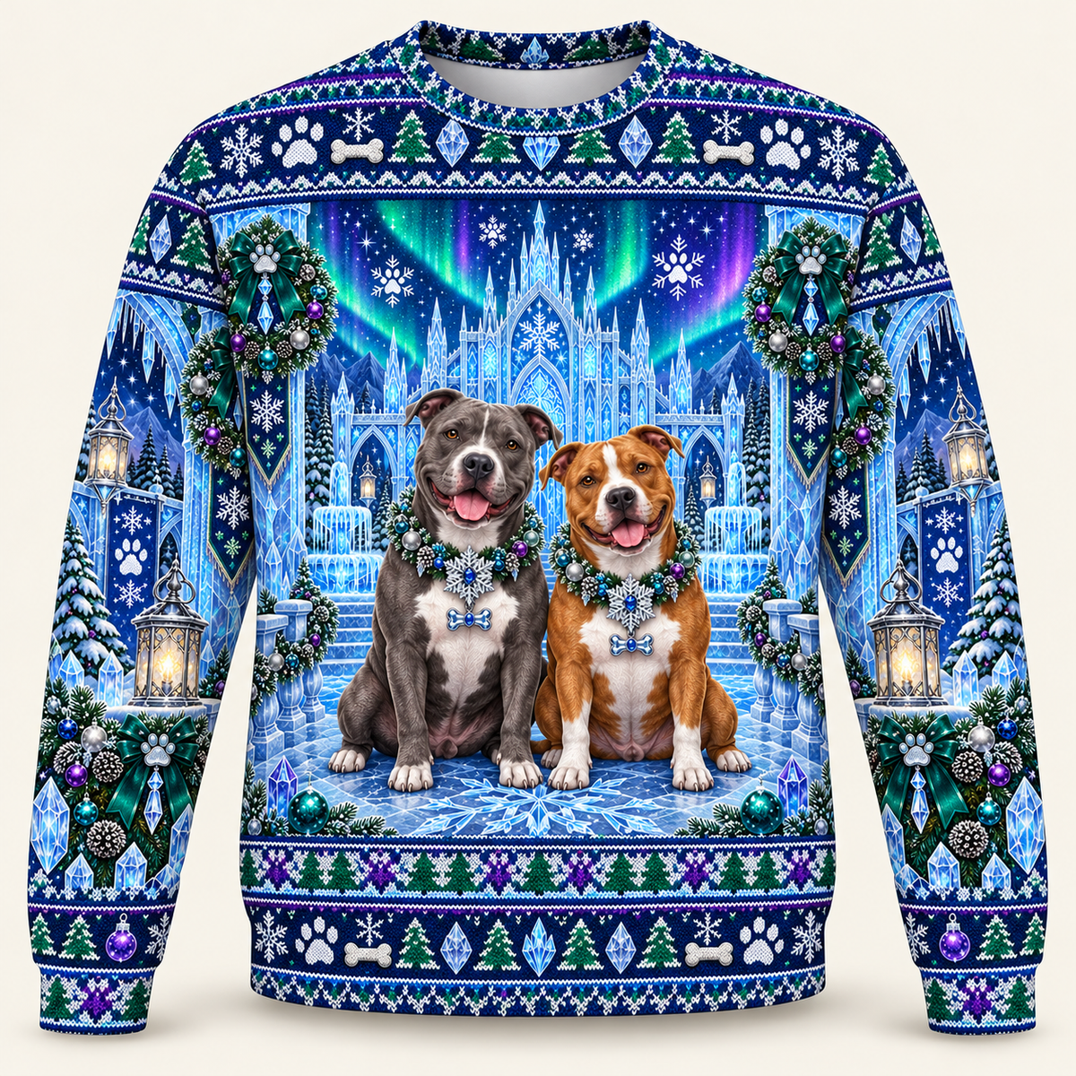 Pit Bull Aurora Ice Palace Christmas Ugly Sweater front