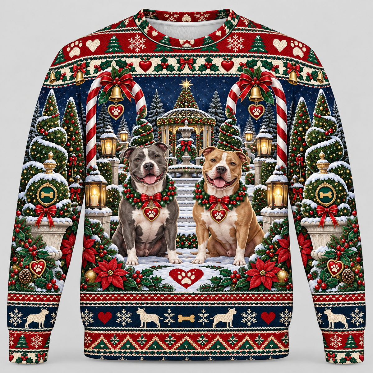 Pit Bull Christmas Ugly Sweater – Candy Cane Garden