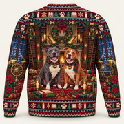 Pit Bull Enchanted Christmas Library Ugly Sweater back