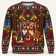 Pit Bull Enchanted Christmas Library Ugly Sweater front