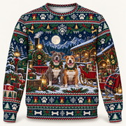 Pit Bull Midnight Sleigh Depot Christmas Ugly Sweater front