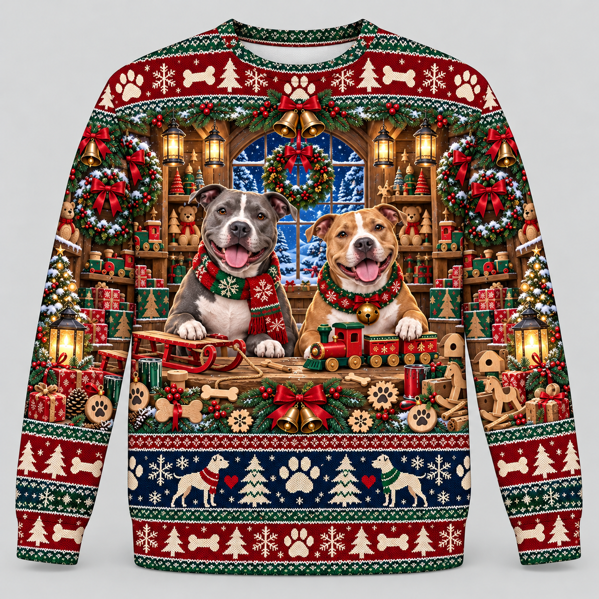 Pit Bull Christmas Ugly Sweater – Snowy Toy Workshop