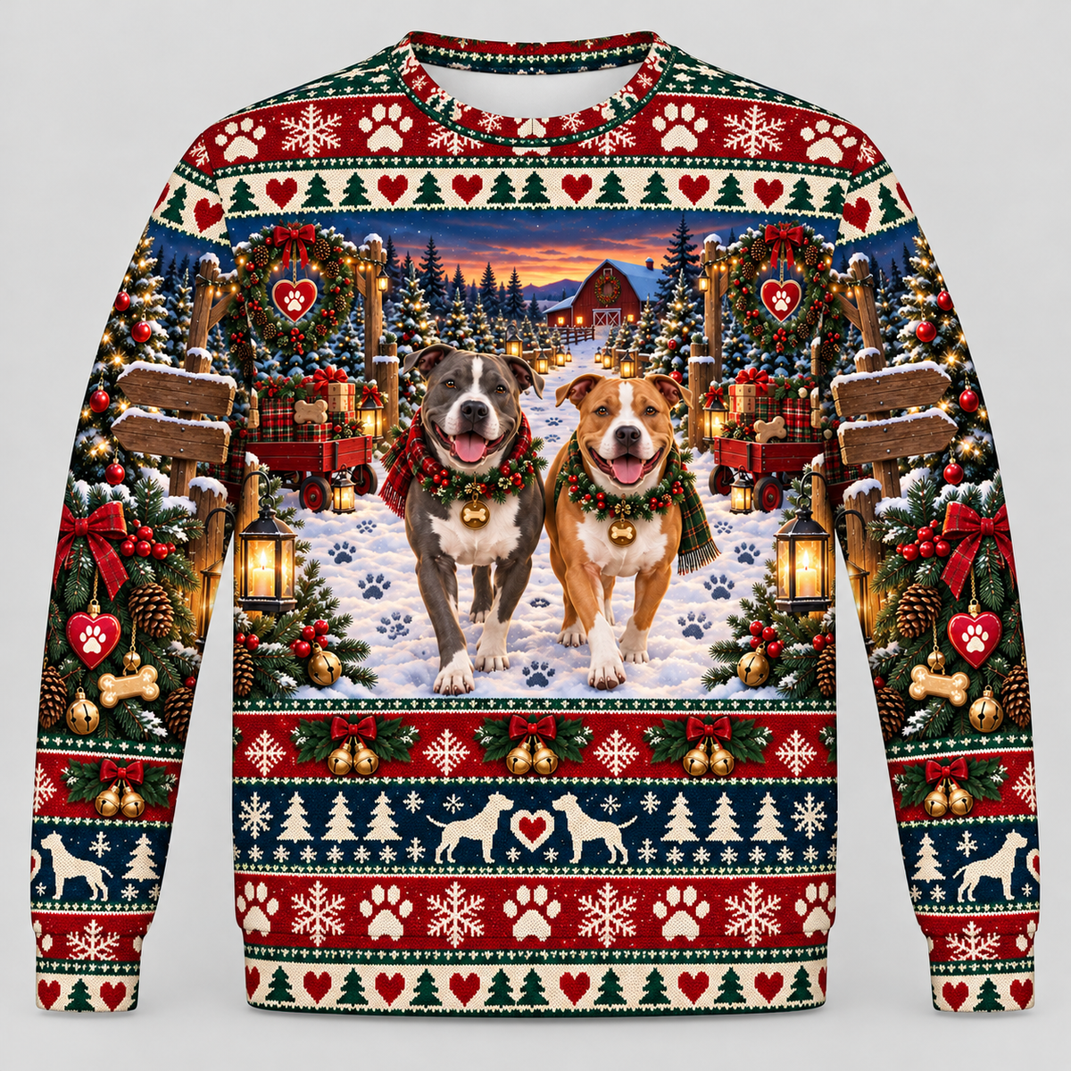 Pit Bull Christmas Ugly Sweater – Tree Farm Lantern Walk