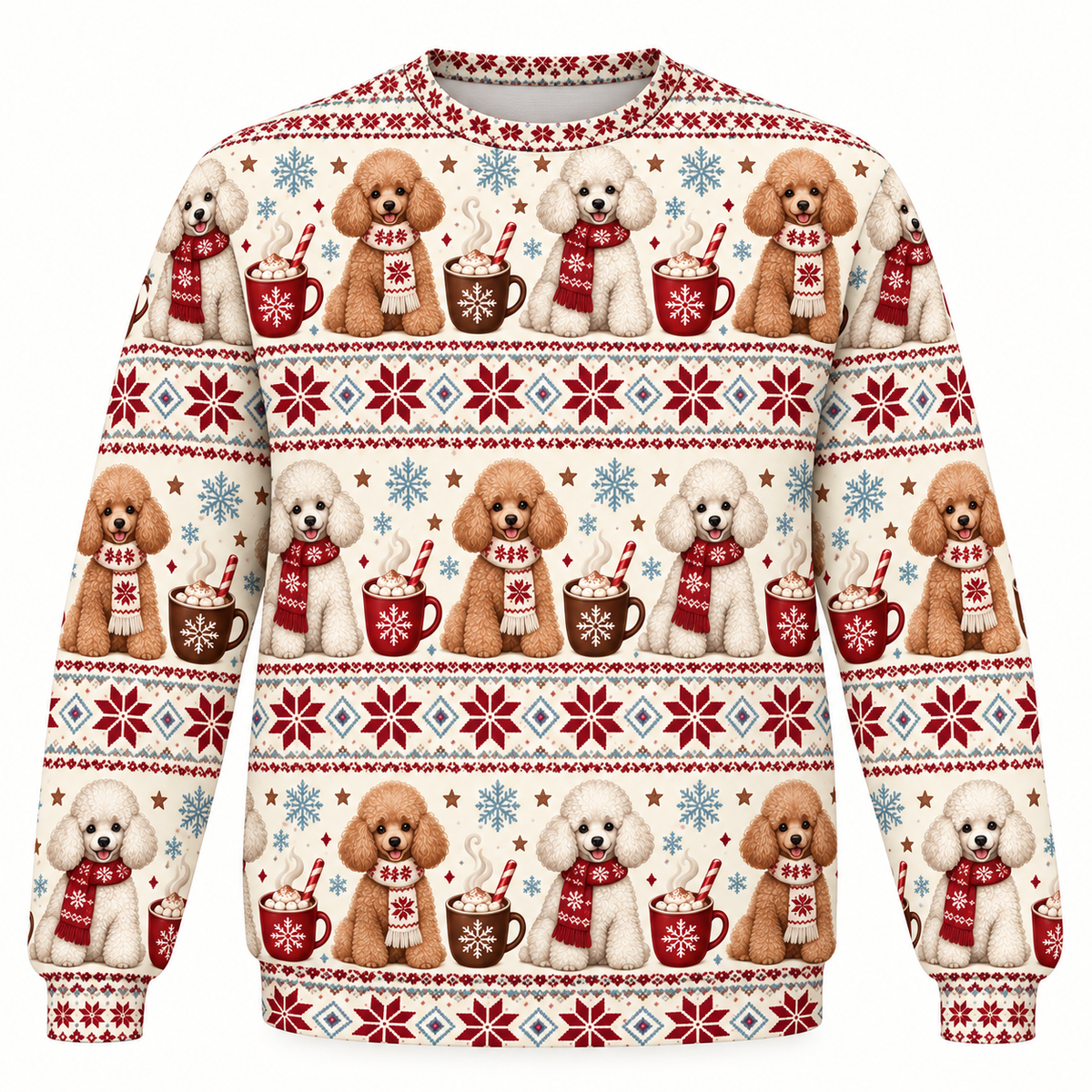 Poodle Christmas Cocoa Ugly Sweater front