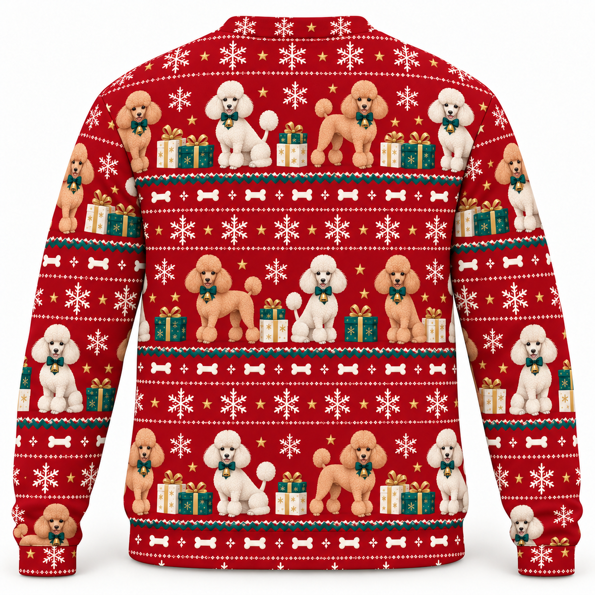 Poodle gifts Christmas ugly sweater back
