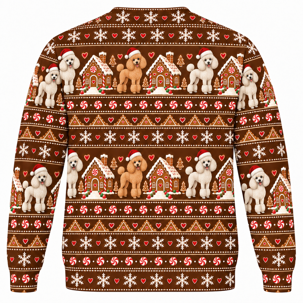 Poodle gingerbread Christmas ugly sweater back