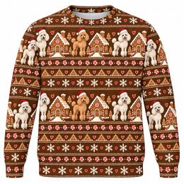 Poodle Gingerbread Christmas All Over Print Ugly Sweater