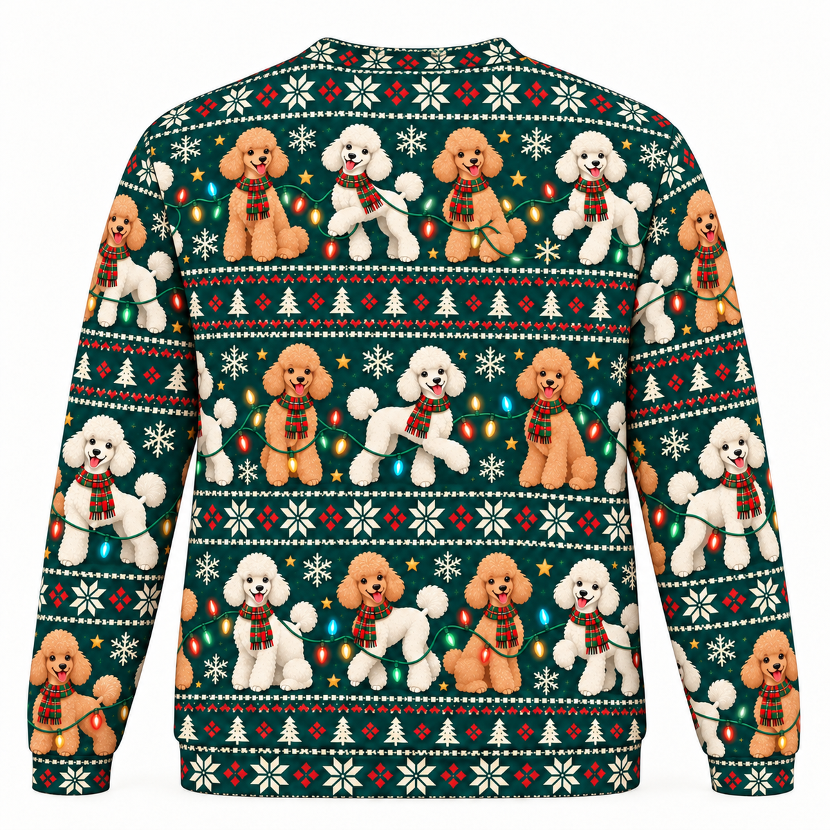 Poodle Christmas Lights Ugly Sweater back