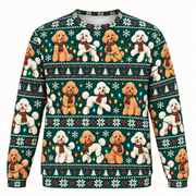 Poodle Christmas Lights Ugly Sweater front