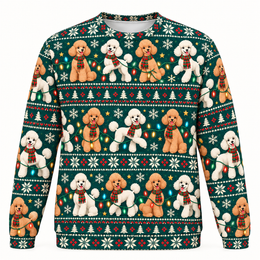 Poodle Christmas Lights All Over Print Ugly Sweater