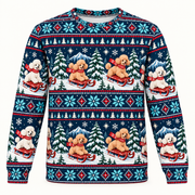 Poodle Christmas Sled Ugly Sweater front
