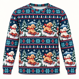 Poodle Christmas Sled All Over Print Ugly Sweater