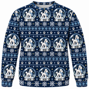 Poodle snow globe Christmas ugly sweater front