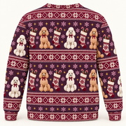 Poodle Christmas Stockings Ugly Sweater back
