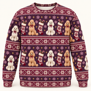 Poodle Christmas Stockings Ugly Sweater front