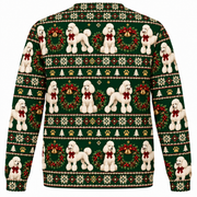 Poodle wreath Christmas ugly sweater back