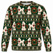 Poodle wreath Christmas ugly sweater front