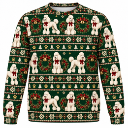 Poodle Wreath Christmas All Over Print Ugly Sweater