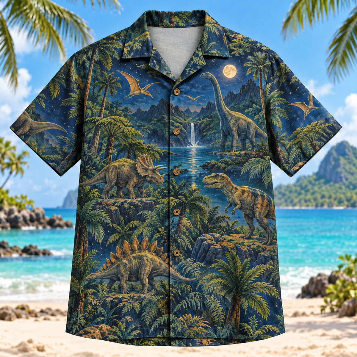 Prehistoric Night Dinosaur Hawaiian Shirt
