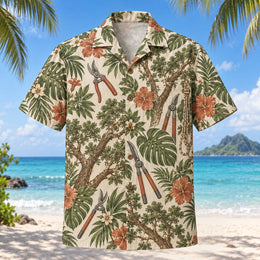 Pruning Shears Arborist Hawaiian Shirt