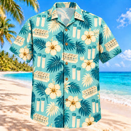 Rack And Leaves Aqua Sand Phlebotomist Hawaiian Shirt