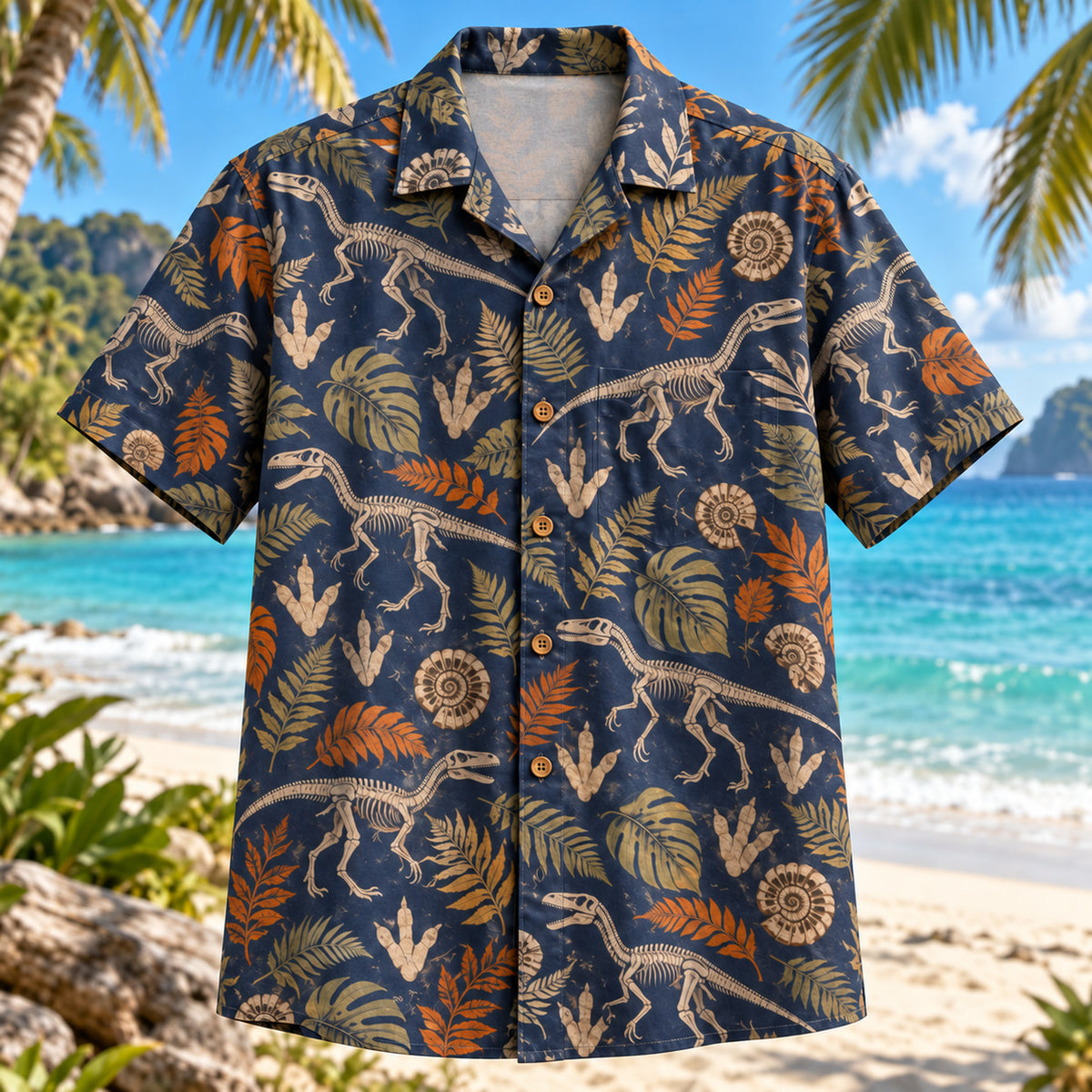 Raptor Footprints Dinosaur Hawaiian Shirt