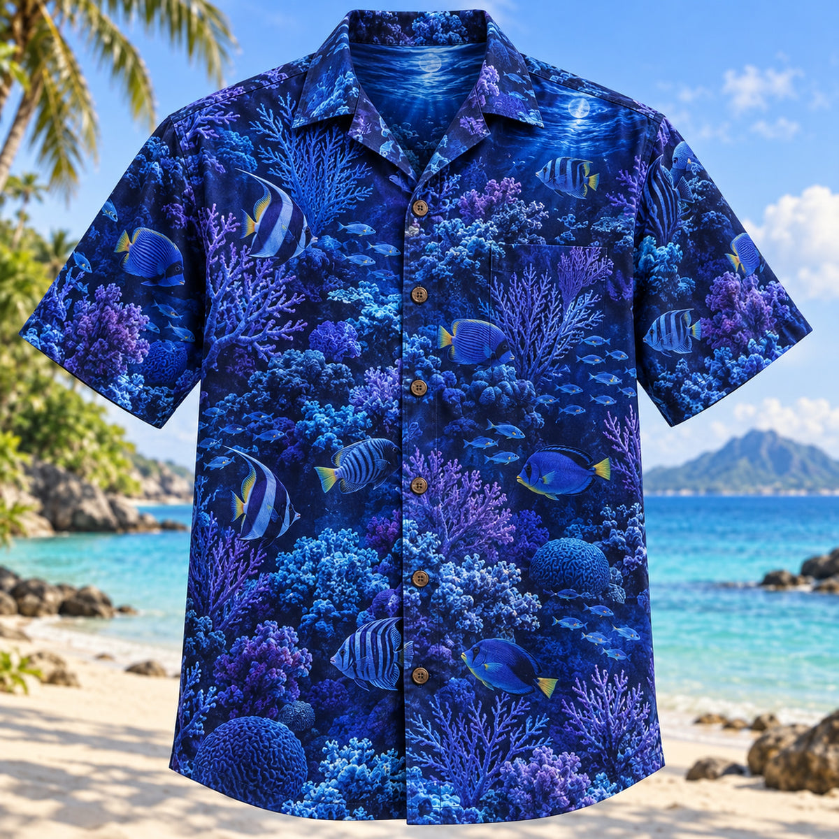 Reef Night Glow Reef Aquarium Hawaiian Shirt