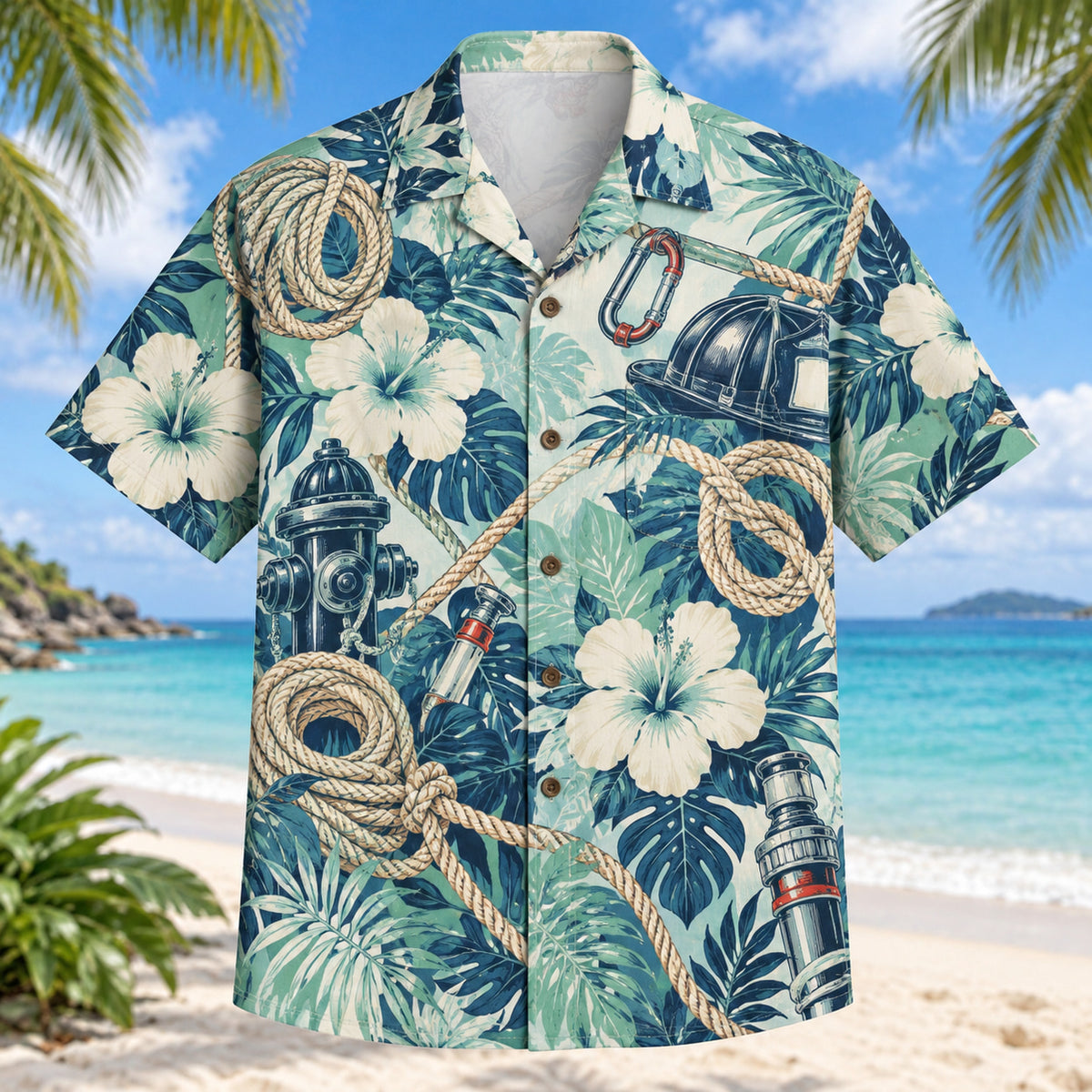 Rescue Rope Firefighter Hawaiian Shirt
