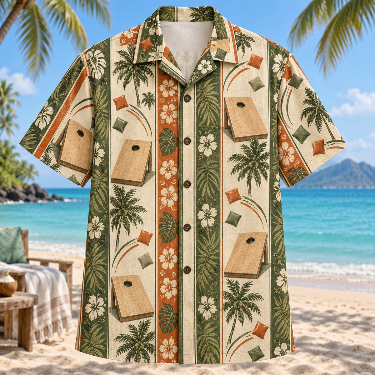 Resort Stripes Cornhole Hawaiian Shirt