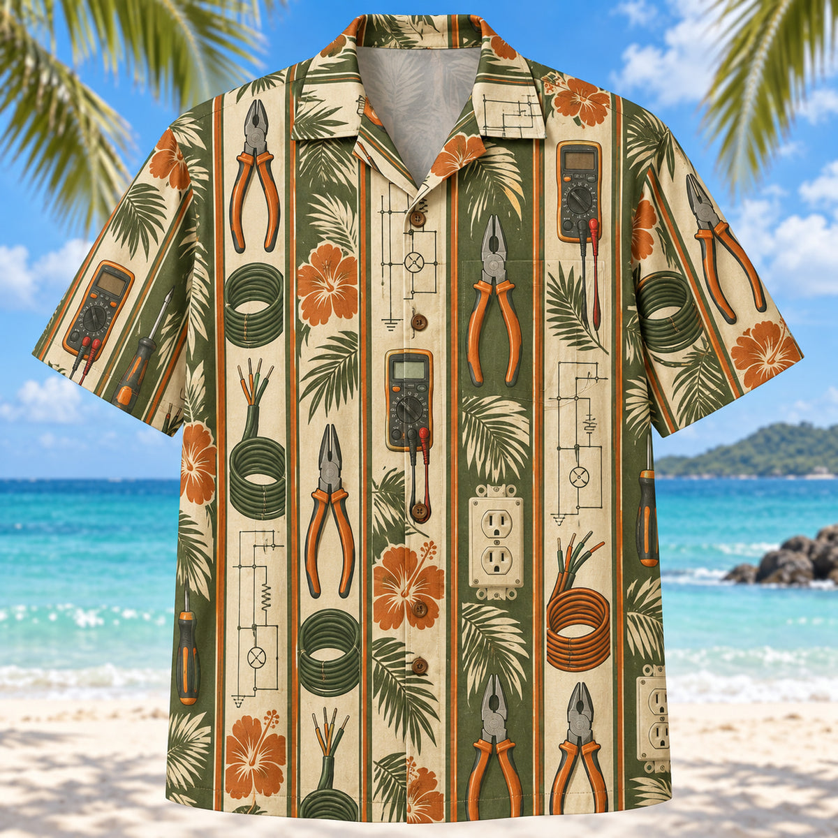 Resort Stripes Electrician Hawaiian Shirt