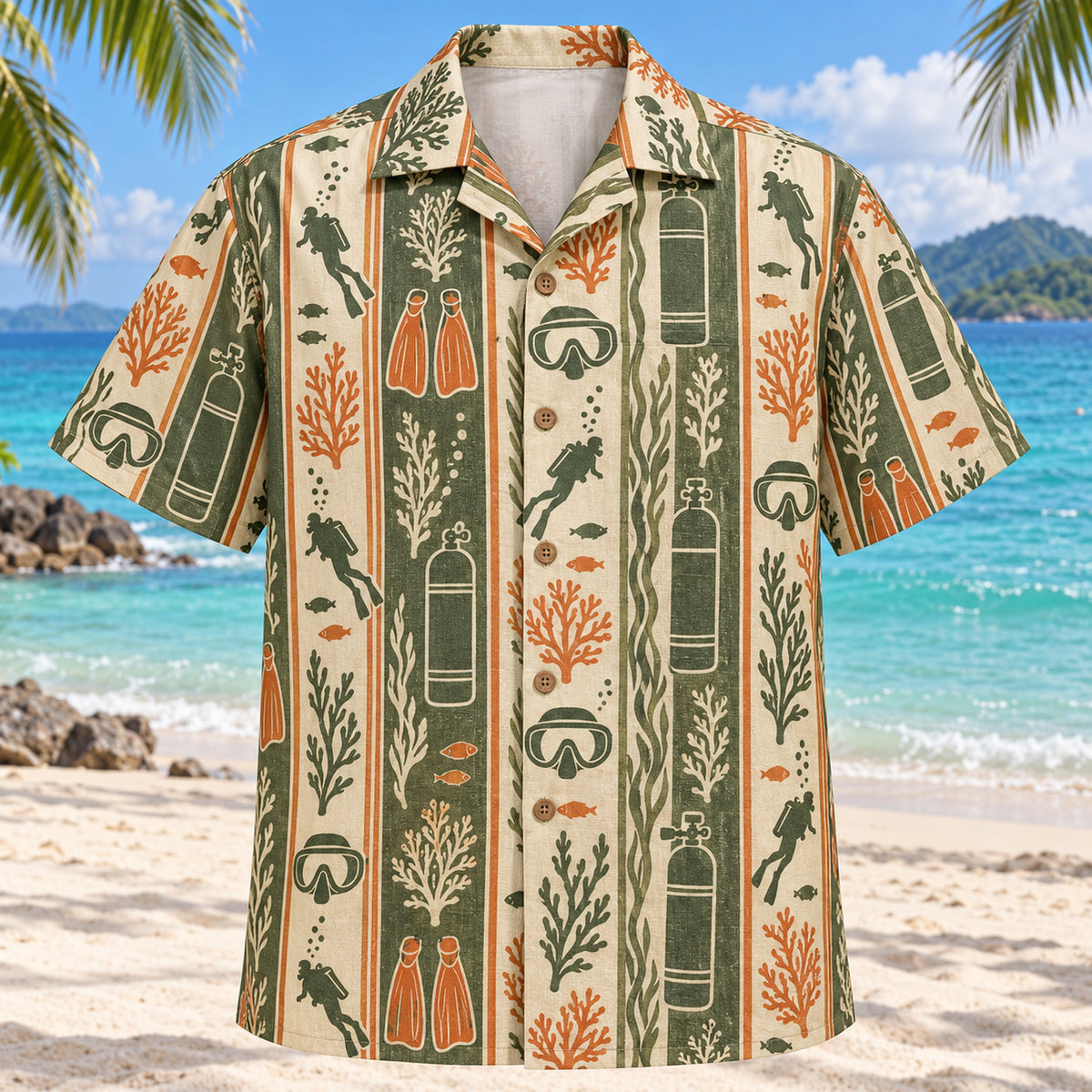 Resort Stripes Scuba Diving Hawaiian Shirt