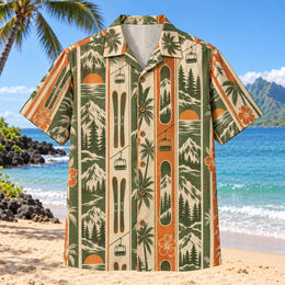 Resort Stripes Ski and Snowboard Hawaiian Shirt