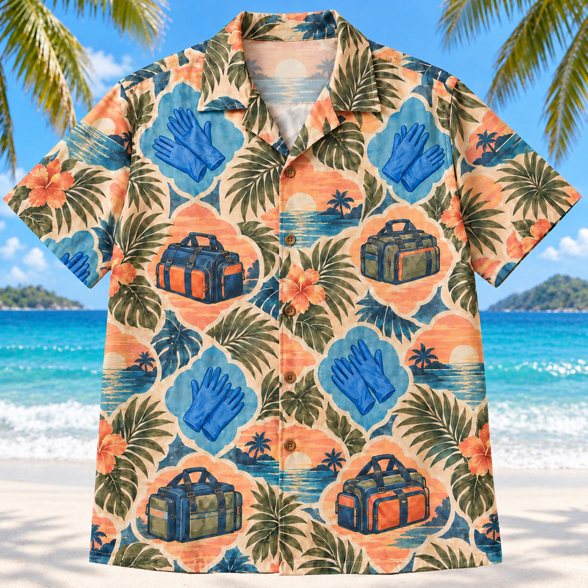 Response Bag Sunset EMT and Paramedic Hawaiian Shirt