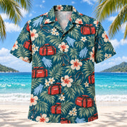 Front view of Response Bag Teal EMT and Paramedic Hawaiian Shirt on a Hawaiian beach with fine white sand