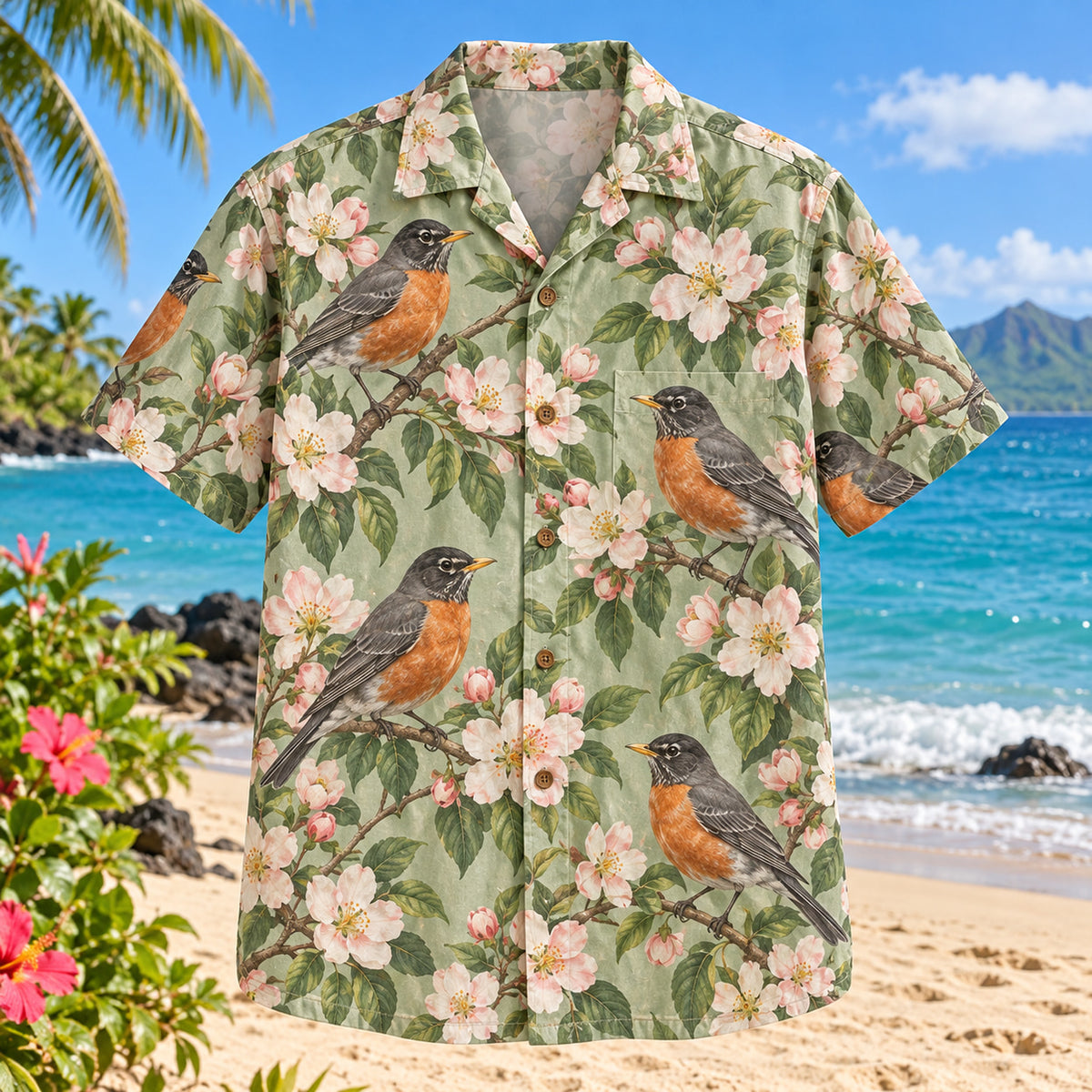 Robin Orchard Birdwatching Hawaiian Shirt