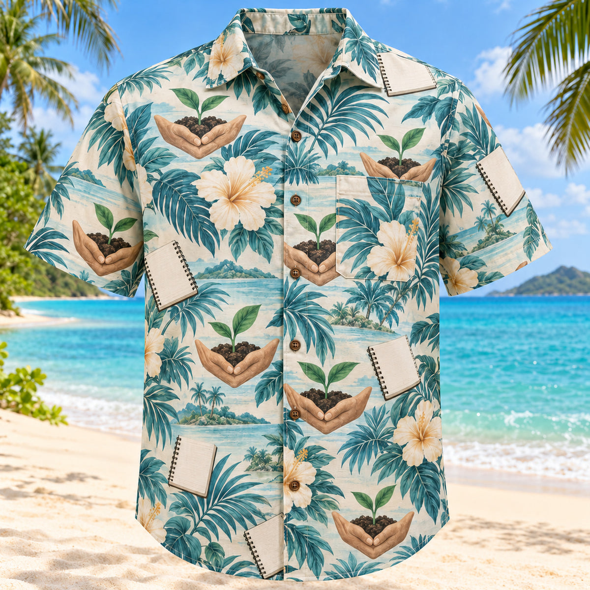 Seedling Garden Aqua Sand Midwife Hawaiian Shirt